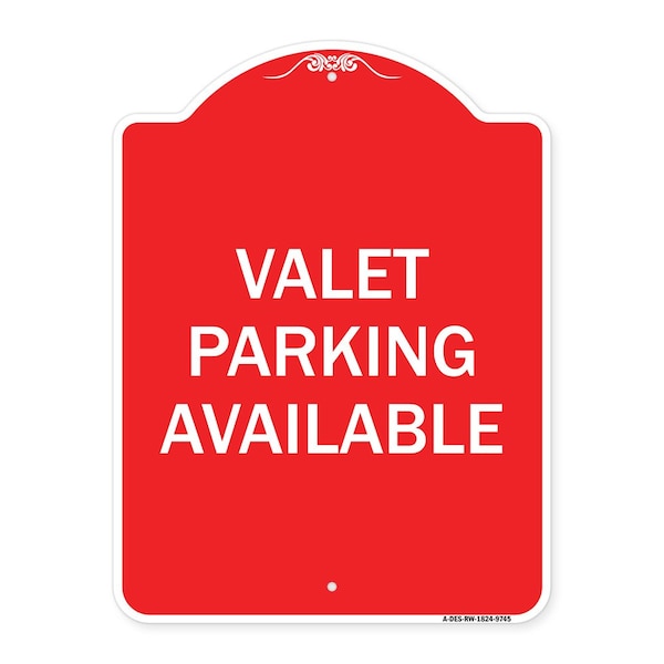 Valet Parking Available Heavy-Gauge Aluminum Architectural Sign, 24" x 18", RW-1824-9745